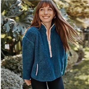 Summersalt Half Zip Pullover Fleece Jacket Sweatshirt Women’s Small Teal Pink